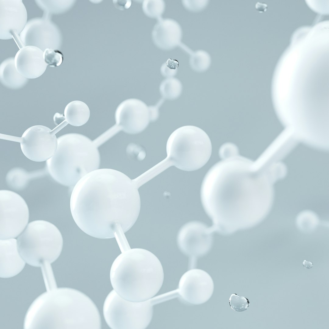 Molecular structure model on a gray background