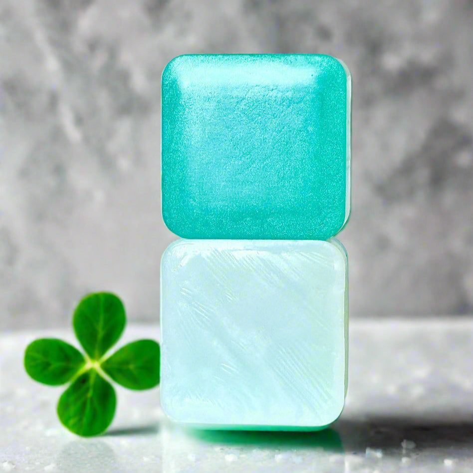 Clover Chorus Natural Soap Two Stacked Front and Back Side