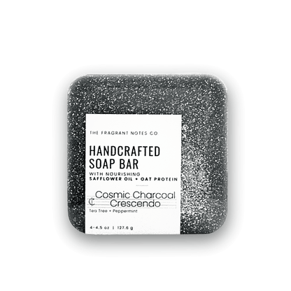Cosmic Charcoal Crescendo Natural Soap Transparent Background Front Side