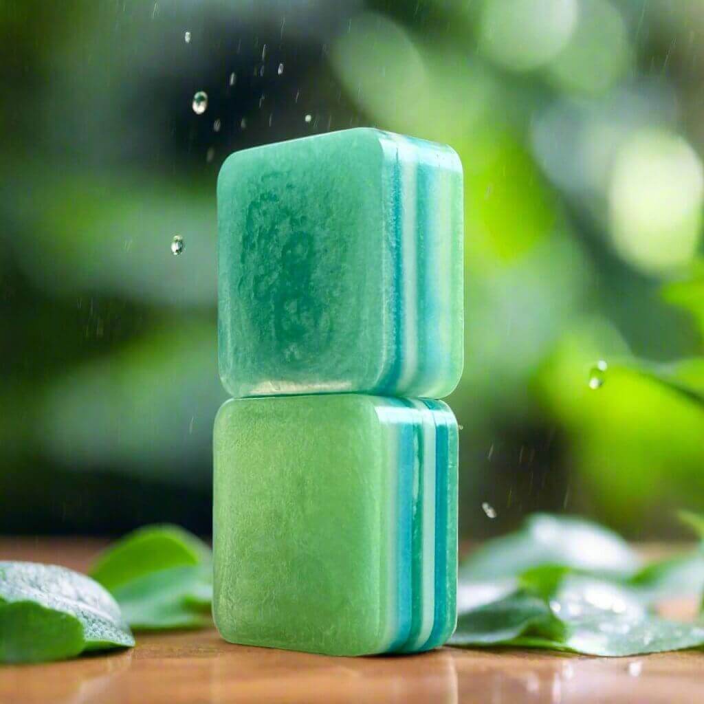 Vibrant Vibes Natural Soap Two Side Stacked Side Angle